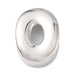 Letter O Латунные бусины с инициалами, платина, долговечный, стойки покрытие, без свинца и без кадмия, Письмо O, 21x14.5x6.5 мм, отверстие : 8.5x4 мм