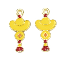 Другие Подвески из эмалевого сплава на Новый год, золотые, слиток, 25x12x1 мм, отверстие : 1.6 мм