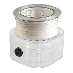 Белый 1 плоская эластичная кристальная струна, эластичная нить для бисера, для изготовления эластичного браслета, белые, 0.8 мм, около 109.36 ярдов (100 м) / коробка