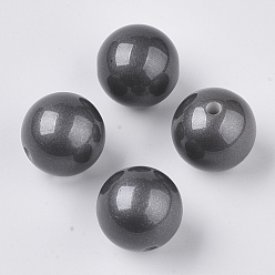 Gray Opaque Spray Painted Acrylic Beads, Miracle Beads, Round, Gray, 20x19.5mm, Hole: 3mm