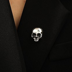 Античное Серебро Хэллоуинские булавки из сплава для рюкзаков, череп, античное серебро, 25x19 мм