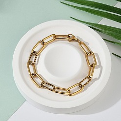 Золотой Ионное покрытие (ip) 304 браслеты в виде скрепок из нержавеющей стали, с карабин-лобстерами , , золотые, 7-5/8 дюйм (19.5 см)