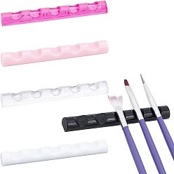 Couleur Mélangete 5pcs 5 couleurs 5 grilles support de stylo pinceau nail art en plastique, manucure ongles pinceau porte-maquillage, rectangle, couleur mixte, 8x1 cm, 1 pc / couleur