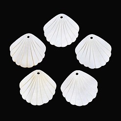 Морская Ракушка Подвески из резных натуральных пресноводных ракушек, подвески в форме ракушек, цвет морской раковины, 28x28x2 мм, отверстие : 1.8 мм