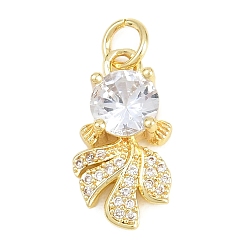 Прозрачный Латунные микро проложить кубического циркония подвески, рыбы прелести, долговечный, стойки покрытие, без свинца и без кадмия, реальный 18 k позолоченный, прозрачные, 17.5x9.5x4.5 мм, отверстие : 3.2 мм
