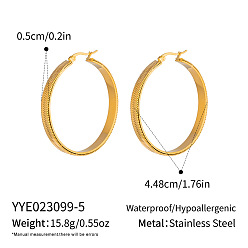 Real 18K Gold Plated Snake Chain 304 Stainless Steel Hoop Earrings, Real 18K Gold Plated, 44.8x5mm