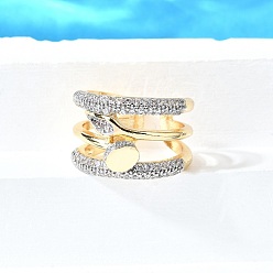 Real Gold Plated & Real Platinum Plated Латунные микро проложить манжеты кольца кубического циркония, без кадмия и без свинца, овальные, настоящее золото и платина, 15 мм, внутренний диаметр: 18 мм