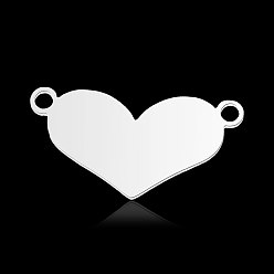 Нержавеющая Сталь Цвет Не тускнеет 201 подвески-соединители из нержавеющей стали, сердце, цвет нержавеющей стали, 9.5x19x1 мм, отверстие : 1.4 мм