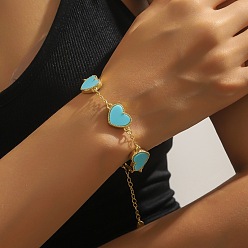 Небесно-голубой Браслеты из цинкового сплава и акрила ко Дню святого Валентина, сердце, голубой, 6-7/8 дюйм (17.5 см)