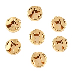 Real 18K Gold Plated SHEGRACE Brass Cufflinks, Flat Round, Cadmium Free & Nickel Free & Lead Free, Long-Lasting Plated, Real 18K Gold Plated, 15.5x4.5mm, Hole: 5mm