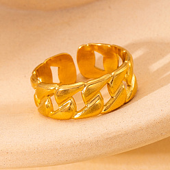 Золотой 201 манжетные кольца из нержавеющей стали с овальными звеньями, золотые, внутренний диаметр: 19 мм