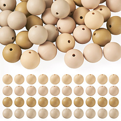 Color Canela 40 piezas 4 colores perlas focales redondas de silicona, bronceado, 15 mm, agujero: 2 mm, 10 piezas / color