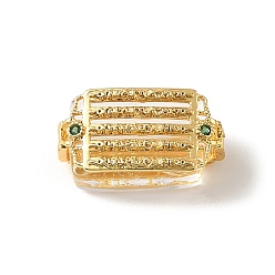 Rectangle Natural Quartz Crystal Beads, with Brass Micro Pave Cubic Zirconia Findings, Rock Crystal Beads, Golden, Rectangle, 17x10x8mm, Hole: 1mm