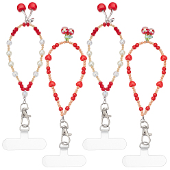 (52) Непрозрачная лаванда 4шт 2 стиль стеклянные и акриловые мобильные ремешки, с патчем для шнурка для мобильного телефона из ТПУ, вишня, разноцветные, 225~230 мм, 2 шт / стиль