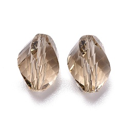 Цвет Древесины К 9 стекло, имитация Австрийские кристаллические шарики, класс AAA, граненые, двухконусные, деревесиные, 10x13 мм, отверстие : 0.9~1 мм