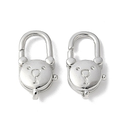 Медведь Карабин-лобстеры, латунные, стойки покрытие, долговечный, без свинца и без кадмия, медведь, 20x10x4.5 мм, отверстие : 1.6 мм