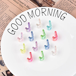 Letter J УФ-покрытие прозрачные акриловые европейские бусины, бусины с большим отверстием, разноцветные, буква J, 20.5x14x13.5 мм, отверстие : 6 мм