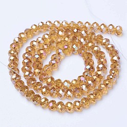 Peru Electroplate Glass Beads Strands, AB Color Plated, Faceted, Rondelle, Peru, 10x8mm, Hole: 1mm, about 65~66pcs/strand, 20.8~21.2 inch(53~54cm)