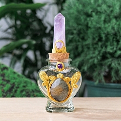 Аметист Натуральный аметист, колпачок, эфирное масло, пустой флакон для духов, многоразовая бутылка, 7x14.5 см