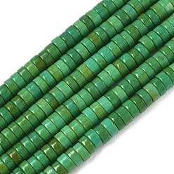 Sea Green Dyed Synthetic Magnesite Beads Strands, Disc, Heishi Beads, Sea Green, 4x2mm, Hole: 1mm, about 178pcs/strand, 15.16''(38.5cm)