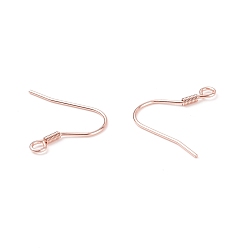 Rose Gold 304 Stainless Steel Earring Hooks, Ear Wire, with Horizontal Loop, Rose Gold, 17~18x18~20x2mm, Hole: 2mm, 21 Gauge, Pin: 0.7mm