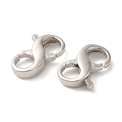 Real Platinum Plated Rhodium Plated 925 Sterling Silver Double Opening Lobster Claw Clasps, Infinity Shape, with 925 Stamp, Real Platinum Plated, 13x8.5x3mm, Hole: 4mm