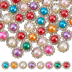 (52) Непрозрачная лаванда 160шт. пластиковые пришивные стразы, цветок, с золотистой железной основой, разноцветные, 11.5x8 мм, отверстие : 3x1.5 мм