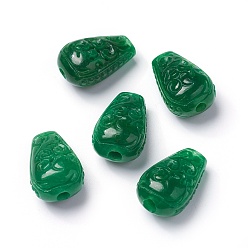 Myanmar-Jade Natürliche Jade aus Myanmar / Burmese Jade, gefärbt, geschnitzt Teardrop, 22x14x11 mm, Bohrung: 1.6~1.8 mm