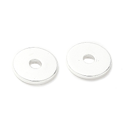 Серебро Spacer бисер латунные, долговечный, плоско-круглые, серебряные, 8x1 мм, отверстие : 2 мм