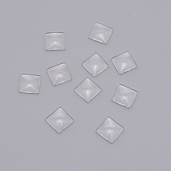 Clear Glass Cabochons, Square, Clear, 14x14x5mm