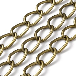 Античная Бронза Оксидированные алюминиевые бордюрные цепи, несварные, с катушкой, античная бронза, 15x9.5x2 мм, около 114.83 футов (35 м) / рулон