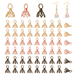 (52) Непрозрачная лаванда 60 шт. 3 цвета цветок латунные филигранные бусины колпачки держатели, разноцветные, 8x8 мм, отверстие : 3 мм, 20 шт / цвет