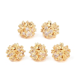 Настоящее золото 18K Латунные микропаве из прозрачного кубического циркония, без никеля , цветок, реальный 18 k позолоченный, 7.5~8x6 мм, отверстие : 1 мм
