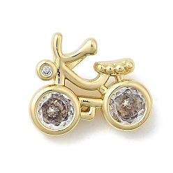 Настоящее золото 18K Латунные микро проложить кубического циркония подвески, велосипедные прелести, стойки покрытие, долговечный, без свинца и без кадмия, реальный 18 k позолоченный, 13.5x15.5x6.5 мм, отверстие : 3.5x2.5 мм