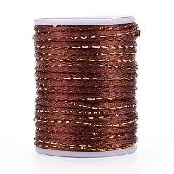 Сиена Полиэфирного корда, с золотой металлической нитью, китайский вязать шнур, цвет охры, 1.5 мм, около 4.37 ярдов (4 м) / рулон