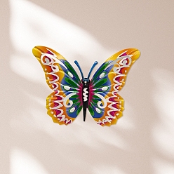 Оранжевый Железные подвесные настенные украшения для украшения входной двери дома, бабочка, оранжевые, 125x165 мм