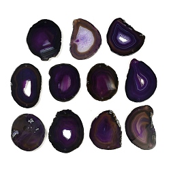 Фиолетовый Самородки натурального агата, срезы, звенья, соединительные подвески, окрашенные, фиолетовые, 50~110x27~75x5~10 мм, отверстие : 1.8~2 мм, Около 20~40 шт / 1000 г