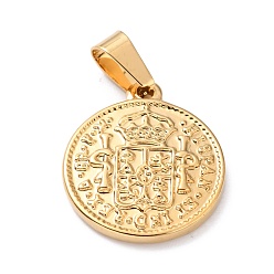 Золотой 304 подвески из нержавеющей стали, плоско-круглые, золотые, 22x18x2 мм, отверстие : 4x6 мм