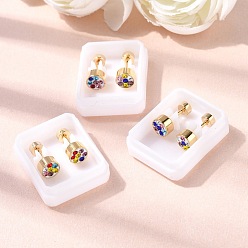 Разноцветный 304 плоские круглые серьги-гвоздики из нержавеющей стали, с полимерной глиной горный хрусталь, золотые, красочный, 6 мм