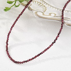 Гранат Природный гранат из бисера ожерелья, с латунными карабин-лобстерами , граненый круглый бисер, 15.75 дюйм ~ 16.14 дюйм (40~41 см) x 2 мм