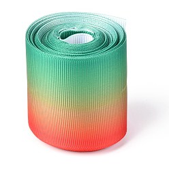 Colorful Gradient Rainbow Polyester Ribbon, Single Face Printed Grosgrain Ribbon, for Crafts Gift Wrapping, Party Decoration, Colorful, 2 inch(50mm), about 5 yards/roll(4.57m/roll)