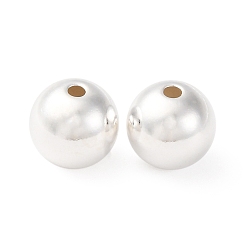 Серебро Тонкие серебряные круглые бусины, серебряные, 8 мм, отверстие : 1.4 мм