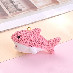 Ярко-Розовый Подвески из смолы, кит, с золотой гальванической железной фурнитурой, ярко-розовый, 35x62 мм