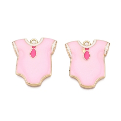 Pink Стойки обшивки сплава эмали подвески, без кадмия, без никеля и без свинца, золотой свет, очарование купальника, розовые, 28x25x3 мм, отверстие : 2 мм