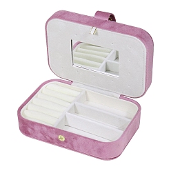 Бледно-фиолетовый Красный Прямоугольный бархатный органайзер для ювелирных изделий, коробки для хранения украшений, с зеркалом внутри, для сережек, Кольца, Браслеты, , бледно-фиолетовый красный, 16x11x5 см