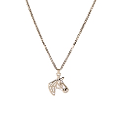 Белый 304 эмалированные ожерелья с подвеской в виде лошади из нержавеющей стали, забавные и невыцветающие украшения, цвет нержавеющей стали, белые, 21.85 дюйм (55.5 см)