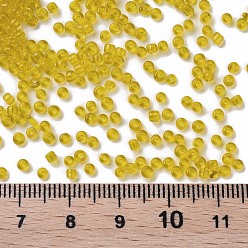 Yellow Glass Seed Beads, Transparent, Round, Yellow, 12/0, 2mm, Hole: 1mm, about 30000 beads/pound