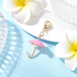 Бледно-Розовый Зонтик ручной работы стеклянные бусины и акриловые подвески наборы украшений, с 304 застежками-лобстерами из нержавеющей стали, подвесные украшения, розовый жемчуг, 51.5 мм