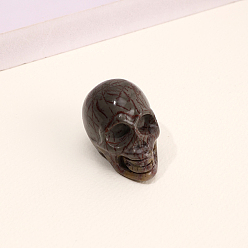 Dendritic Jasper Natural Dendritic Jasper Skull Figurine Display Decorations, Energy Stone Ornaments, 40x25x27mm