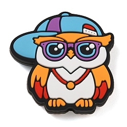 Сова Фокальные бусины из пищевого силикона, оранжевые, сова, 30x30x7.5 мм, отверстие : 2 мм